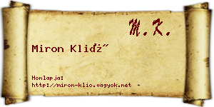 Miron Klió névjegykártya